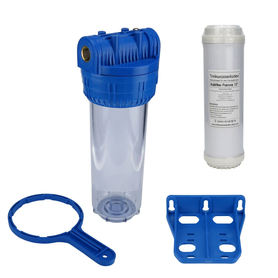 Wasser Filtergehäuse 10" 3-teilig 1/2" IG Messing Vorfilter Garten + Kalkfilter - Bild 1 von 1