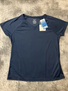 KANU SURF SHIRT WOMENS XL POLYESTER SHORT SLEEVE NAVY BLUE V NECK - Picture 1 of 5