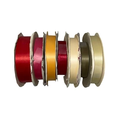 Lion Brand Vintage 7 Spools 7/8" & 1 3/8" Solid Colored Ribbon Craft Flowers - Image 1 of 4