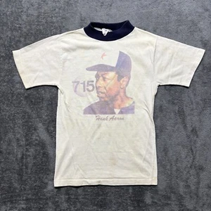 Vintage Atlanta Braves Hank Aaron Shirt Youth 14 White Baseball MLB Kids 70s - Imagen 1 de 12