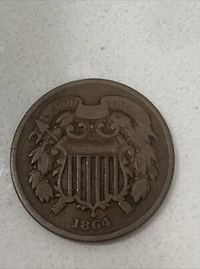 1864 Two Cent Piece 2c - Picture 1 of 2