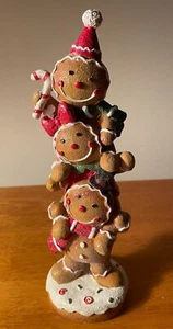 Estatuilla apilada de hombre de pan de jengibre bastón de caramelo espolvorea decoración de cocina de Navidad - Imagen 1 de 6