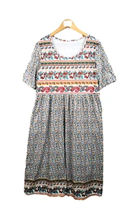 Robe à avec motif femme taille 44 manches courtes dames ladies dress multicolour - Imagen 1 de 10