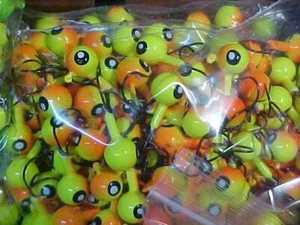 100 NEW FISHING LEAD HEAD JIG HEADS 5/16 OZ WALLEYE JIGS  ORANGE CHARTREUSE - Picture 1 of 4