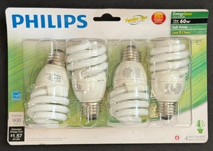 Philips  CFL 60w Replacement (13W) Soft White 4 Pack Medium Base - Picture 1 of 2