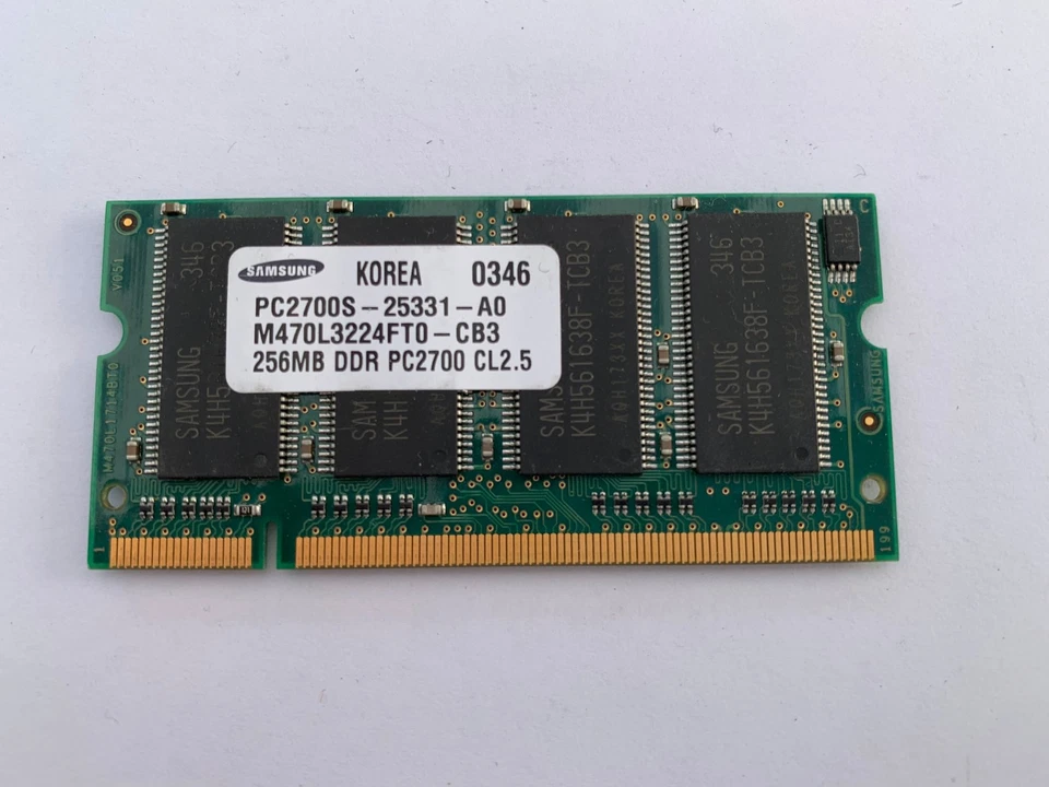 Mémoire DDR Samsung 256Mo PC2700S (DDR-333) SODIMM CL2.5 - Photo 1/2
