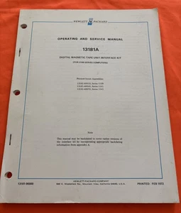 Hp 13181-90000 Operation And Service Manual For The Hp2100 Digital Magnetic Tape - Imagen 1 de 5
