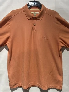 Tommy Bahama Mens Short Sleeve Polo Sz L Orange Logo - Picture 1 of 6