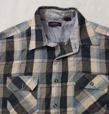 NORTHWEST TERRITORY PLAID SHIRT SIZE LARGE ACRYLIC BLUE BEIGE - Image 1 of 4