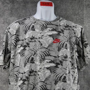 Nike Shirt Mens Large Black Gray Tropical Leaf All Over Graphic Print Cotton Tee - Picture 1 of 7