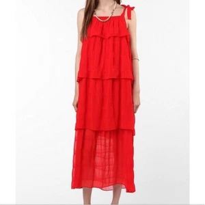 Maxi Vestido UO Piplette by Alice Ritter Rojo en Niveles de Gasa-esqu Talla Grande - Imagen 1 de 5