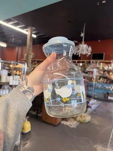 Libbey Glass Country Goose Carafe Vintage CUTE Blue Lid - Picture 1 of 7