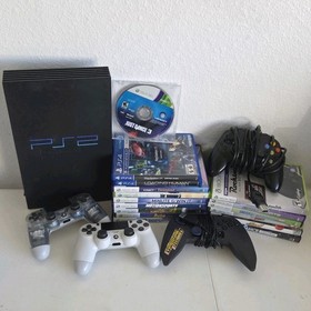 Sony PS2 Fat Console Bundle Mixed Game Lot Xbox 360 PS4 Controllers UNTESTED
