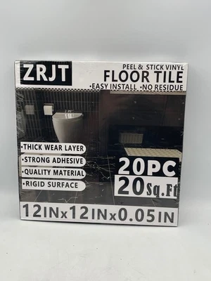 ZRJT Floor Tile 20PC 12IN Peel & Stick Vinyl Black Strong Adhesive 20Sq Ft - Image 1 of 4