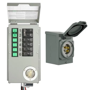 Nature's Generator Transfer Switch 6 Circuits 30A Transfer Kit+30A Inlet Box - Picture 1 of 9