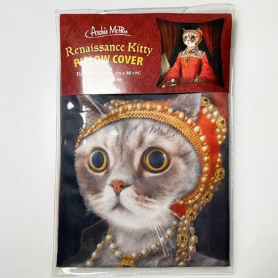 Renaissance Kitty Cat Cushion Pillow Cover Pillowcase　 18" x 18" - Image 1 of 4