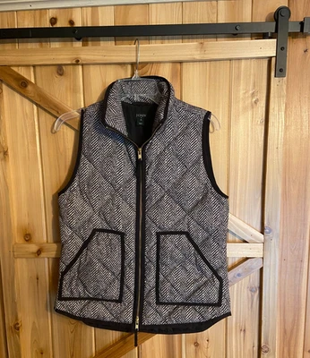 Chaleco acolchado acolchado J Crew para mujer talla XS gris espiga bolsillos con cremallera completa  Foto 1 de 4