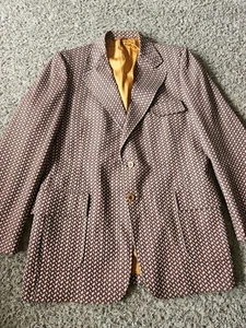 Vtg 60s 70s Curlee Jacket Sport Coat Mens Leisure Suit Blazer Plaid Mod Brown - Picture 1 of 16