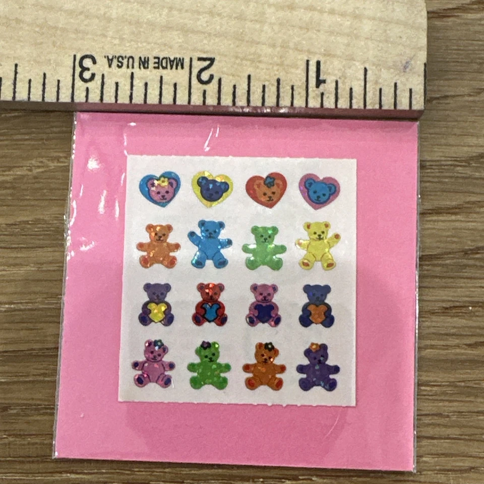 Pegatinas Vintage Sandylion Osos Prismáticos Corazones Micro Mini Años 80 Neón Brillante Foto 1 de 1