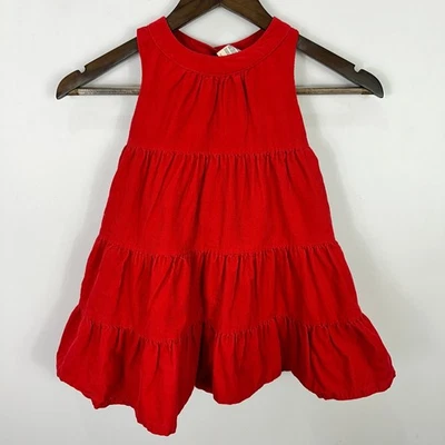 Vestido OshKosh B'gosh Rojo Pana en Niveles 3T Vacaciones Cottagecore Niña Pequeña Foto 1 de 4
