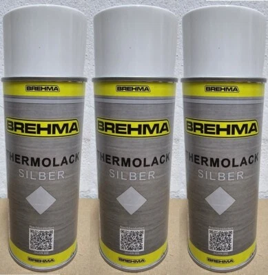 3x Hochtemperatur-Sprühlack silber 600°C hitzefest (400ml) Auspufflack Ofenlack - Bild 1 von 3