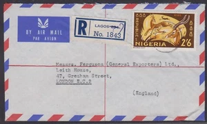 Nigeria 1969 registered airmail cover to England with 2/6d Buffon's Kobs stamp - Picture 1 of 2