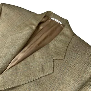 Canali Men's Silk/Wool 3-Button Blazer Beige/Blue Plaid • Italy • 42L | 52 EU - Picture 1 of 13