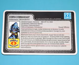 1984 GI JOE HOODED COBRA COMMANDER UNCUT FILE CARD FILECARD NL DUTCH HASBRO - Bild 1 von 2