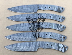 Lot of 5 Damascus Steel Blank Blade Knife For Knife Making Supplies (BB-458) - Picture 1 of 7
