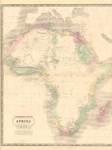 1845 antique map of Africa by A.K. Johnston ~ 25.8" x 21.2" Huge Pastel color - Picture 1 of 7