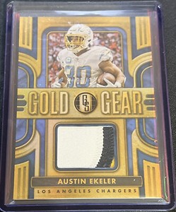 2023 Panini Gold Standard AUSTIN EKELER “GOLD GEAR” 3 COLOR PATCH 1/10 CHARGERS