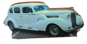 Weiß Holz Antik Roadster Plakette Regal Sitzer, 9 5/8" x 4 1/2" x 5/8" - Bild 1 von 3