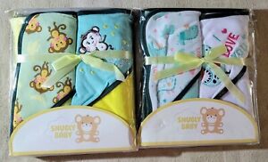 Snugly Baby 4 Pc Gift Sets 4 Hooded Towels Dinos & Jungle NIP