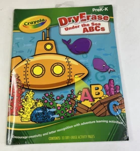 New Dry Erase Under The SEA ABCS PREK-K CRAYOLA Activity Book 30 Dry Erase Pages - Picture 1 of 8