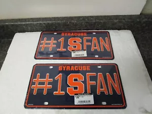 NEW! Qty (2) Syracuse University "#1 FAN" Metal License Plate for Tag Car Truck - Picture 1 of 3