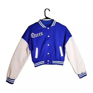 Track Jacket Queen Bomber Coat Crop Womens Large Drop Shoulder Unique Mobwife - Picture 1 of 8