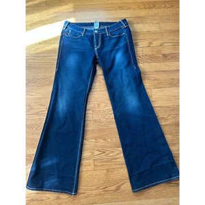 Jeans True Religion Joey twisted svasato blu lavaggio scuro tasca con patta donna taglia 32 - Foto 1 di 12