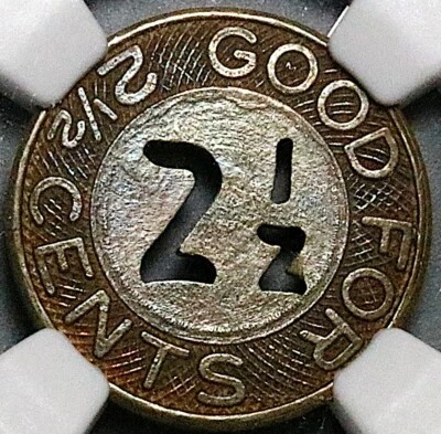 1920s NGC MS 64 Shanghai China 2.5 cents Omnibus Token Bus POP 5/2 (25062403C) - Image 1 of 4