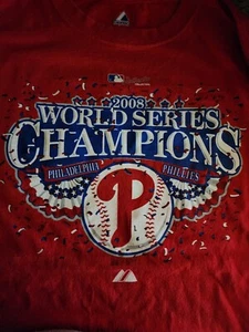 Philadelphia Phillies 2008 World Series Champion T-shirt Red Adult XL - Picture 1 of 11