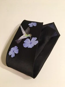 Hummingbird And Flowers Necktie, Great Quality, New - Picture 1 of 11