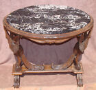 Antique 1920s Art Deco Carved Wooden Table w/ Black Marble Top and Birds NR