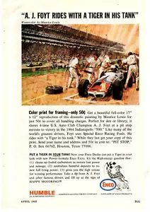 1965 Print Ad Enco Humble Oil & Refining A.J Foyt Rides with a Tiger in His Tank - Picture 1 of 1