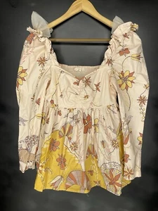Let Me Be x Anthropologie XS Bauern Top eckiger Ausschnitt Puffärmel Boho Chic - Bild 1 von 11