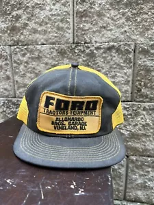 Cappello Camionsta Vintage Marca K Equipaggiamento Ford Trattori Made in USA Nero Giallo NJ - Foto 1 di 6