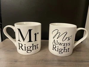Mr and Mrs Mugs Set Always Right Wedding Gifts for the Bride Groom Coffee Cups - Picture 1 of 2