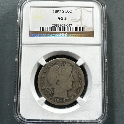 1897-S 50C Barber Half Dollar, NGC AG3 (75518) Cover