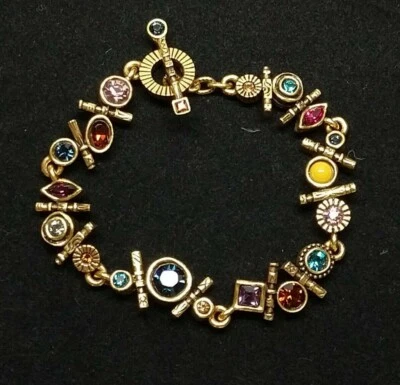 Patricia Locke 7 5" Tipsy Bracelet Gold Plt Celebration Fling Swarovski Crystals - Image 1 of 4