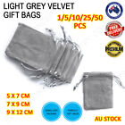 Light Grey Velvet Pouch Drawstring Bags Wedding Favours Gift Party Jewellery Pac