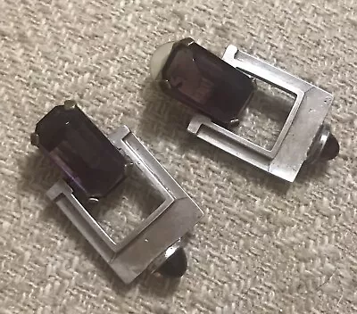 Pendientes móviles perforados de vidrio amatista raros RICKY BOSCARINO LUNA PARC Foto 1 de 2