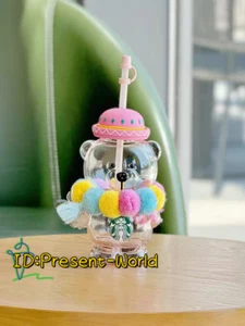 Starbucks 2024China Summer Alpaca Paradise Carino a forma di orso 16 once tazza di paglia in vetro - Foto 1 di 3